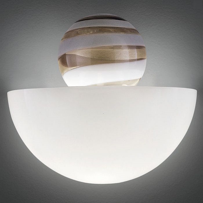 The Abaco white and grey Murano glass wall light from Venini