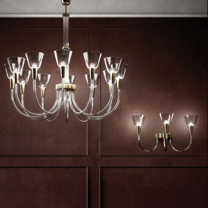 Soffiati 12 light chandelier in Murano glass By Carlo Scarpa for Venini