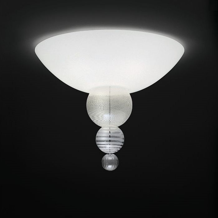 The Abaco white Murano glass flush ceiling light from Venini
