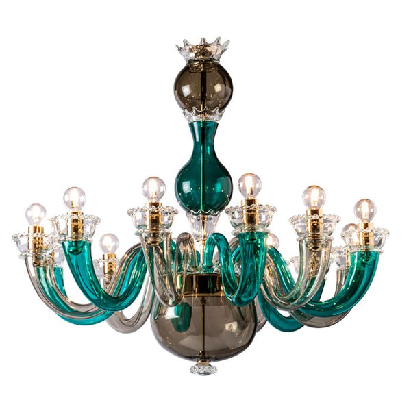Grey and green Gio Ponti 99.81 chandelier by Venini