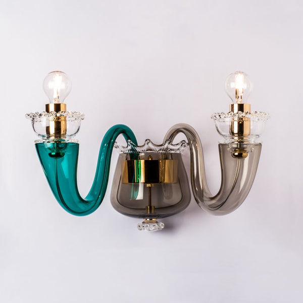 Green & grey 99.81 Gio Ponti Murano glass wall light by Venini