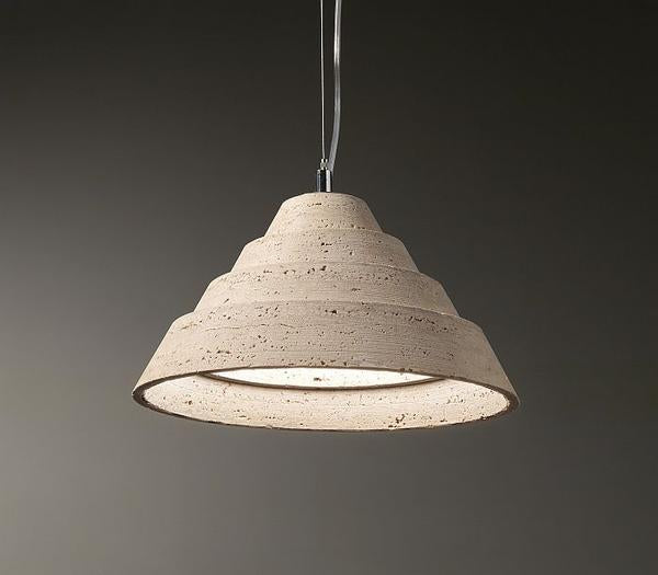 Unusual modern Italian Travertine marble ceiling pendant