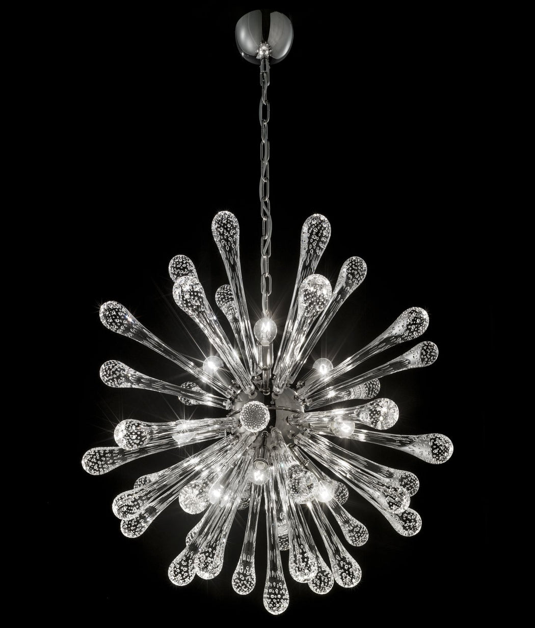 Bespoke 3.2 metre dining room chandelier with Murano glass prisms