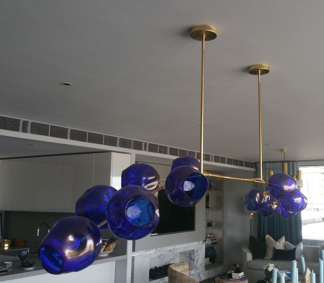 Tailor-made Murano glass chandelier in cobalt blue