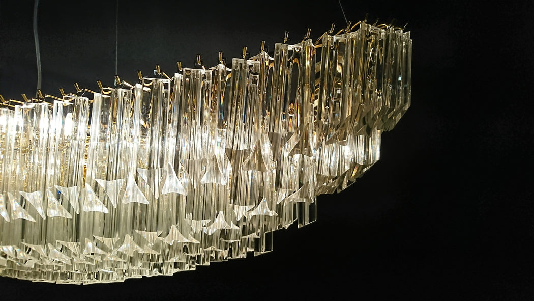Custom 3 sided Murano glass prism chandelier