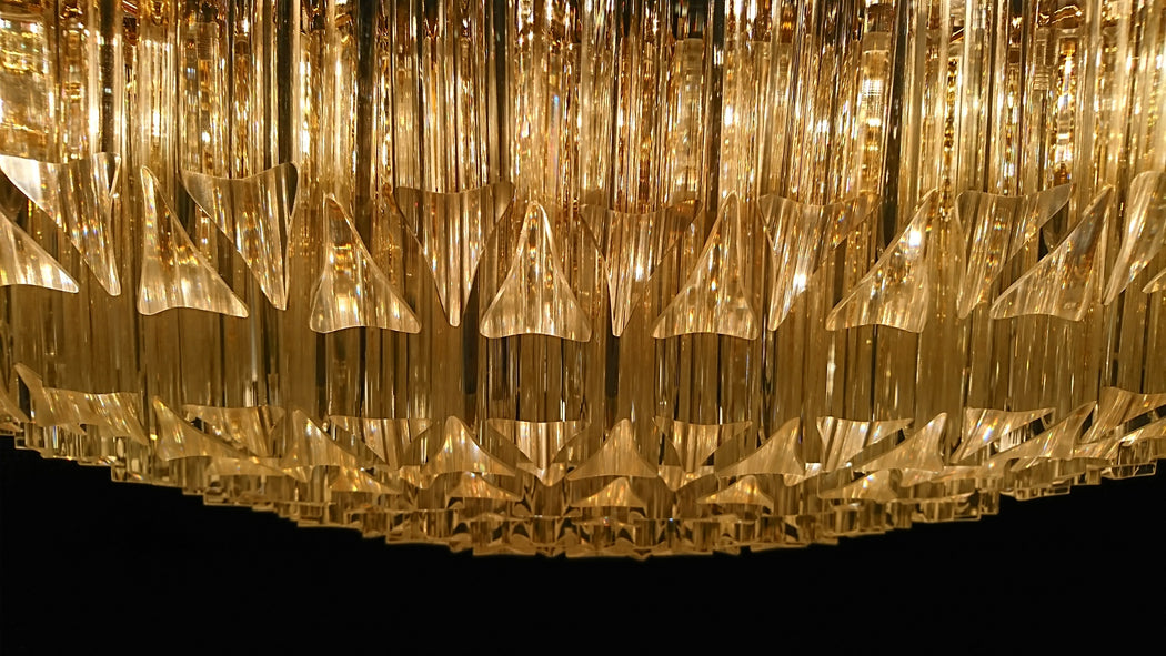 Custom 3 sided Murano glass prism chandelier