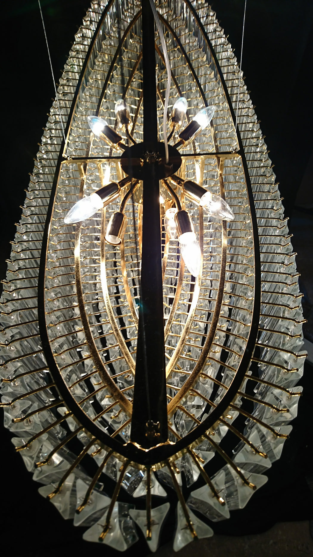 Custom 3 sided Murano glass prism chandelier