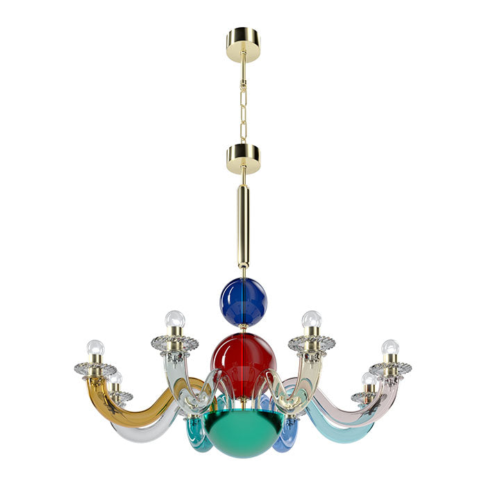 Multicolored Murano glass chandelier by Gio Ponti for Venini