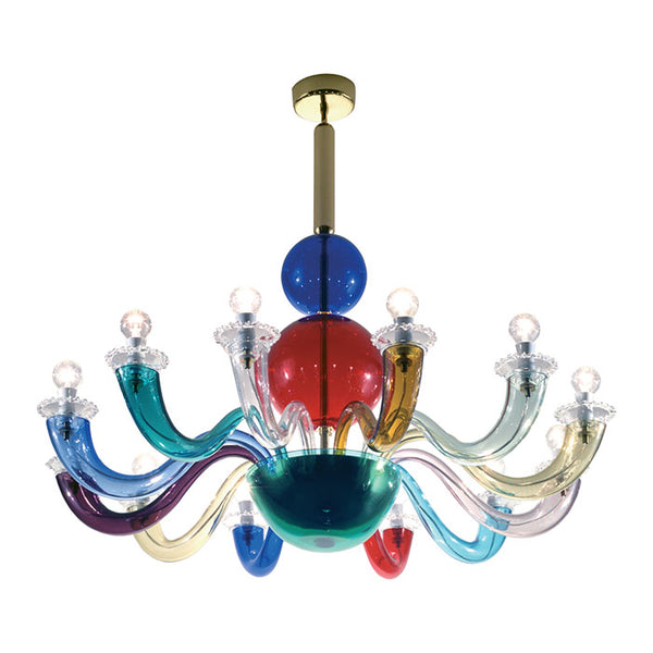 Multicolored Murano glass chandelier by Gio Ponti for Venini
