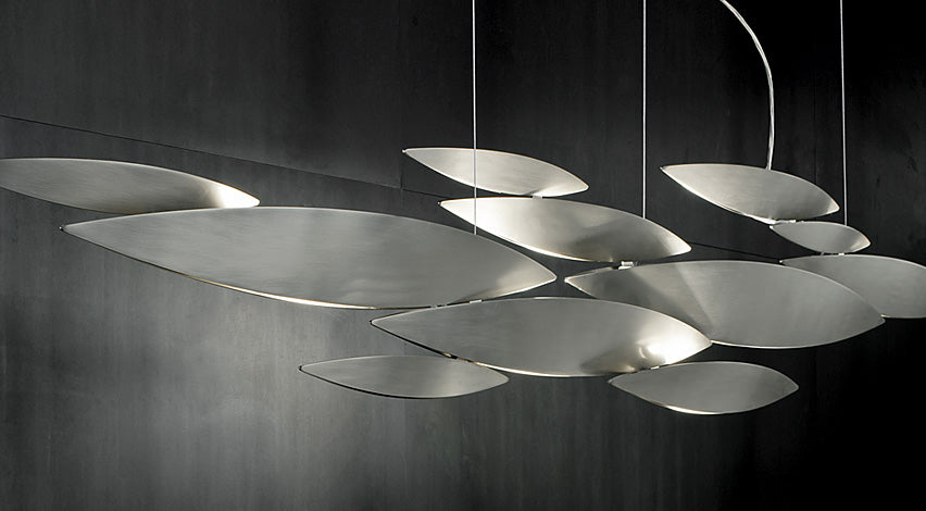 "I Lucci Argentati" long nickel or white ceiling light by Terzani