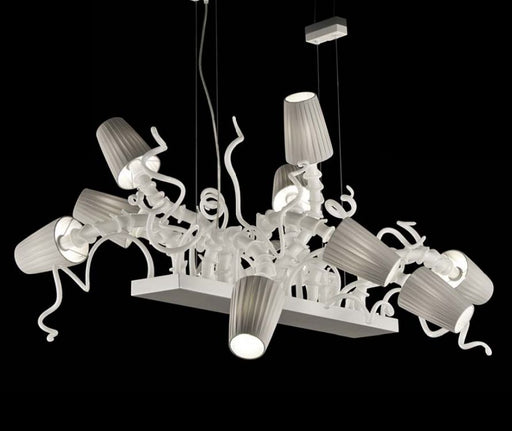 Fun and funky white or grey glass dining table chandelier
