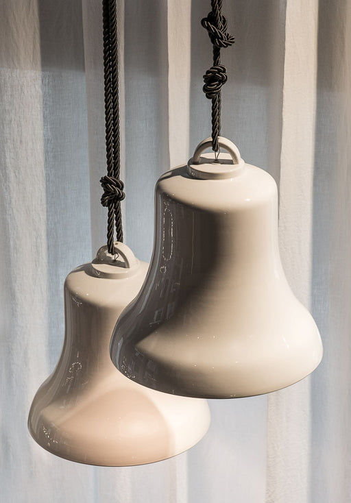 Ceramic bell-shaped pendant light from Italy