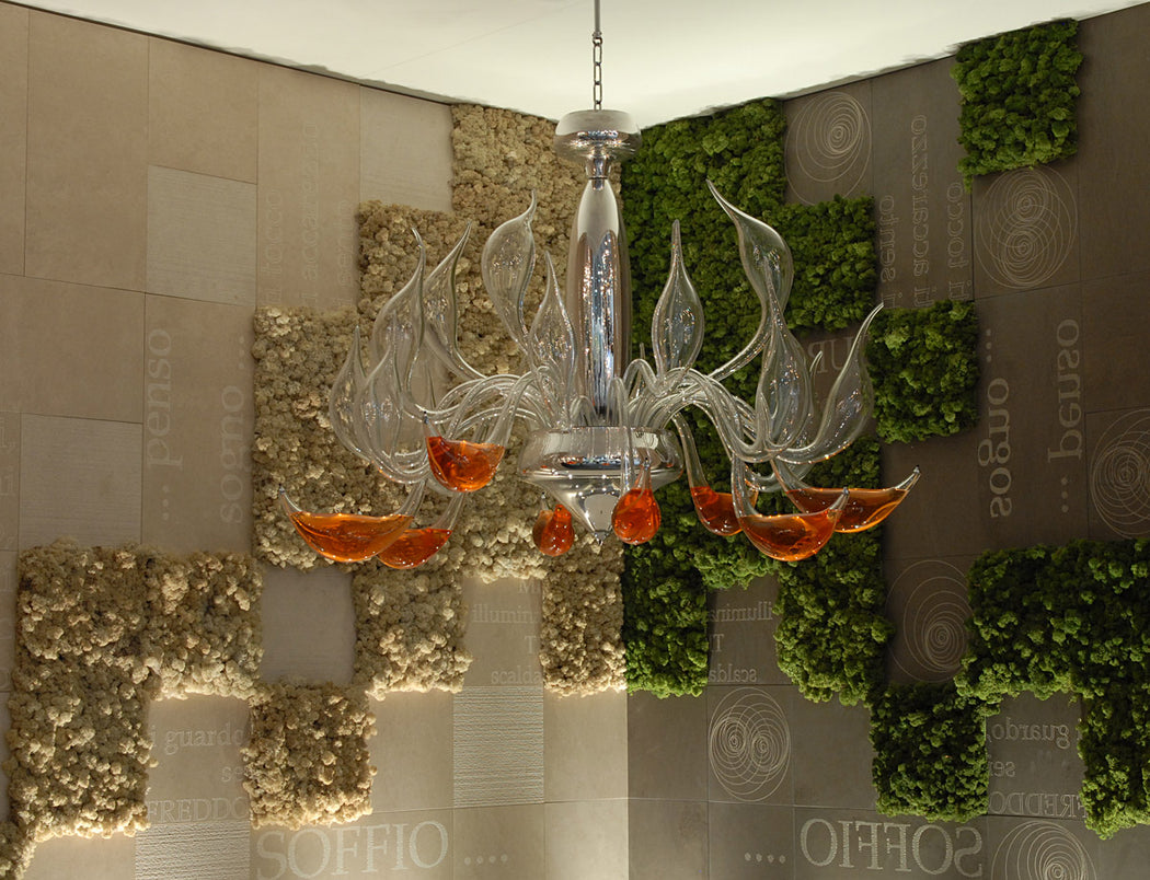 Murano glass art chandelier with 24 lights and oil-filled tips