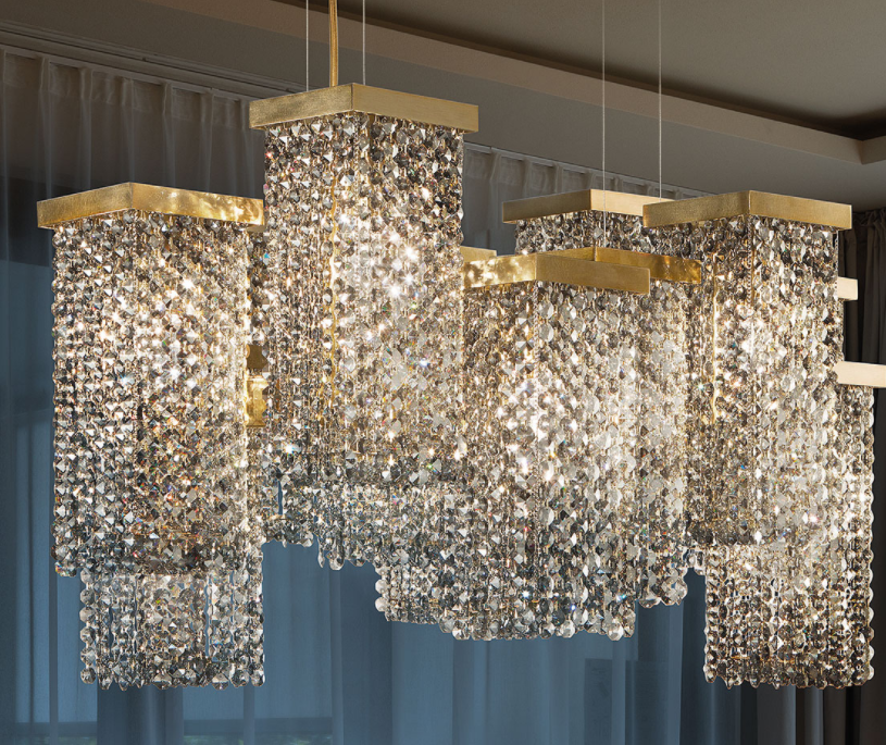 Modern smoked cut crystal chandelier with 12 lights