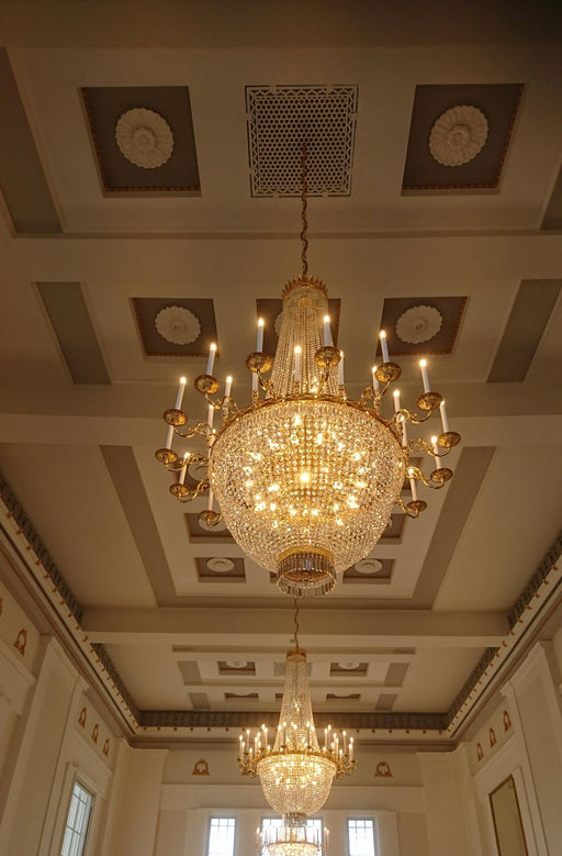 Beautiful custom-made crystal basket chandeliers