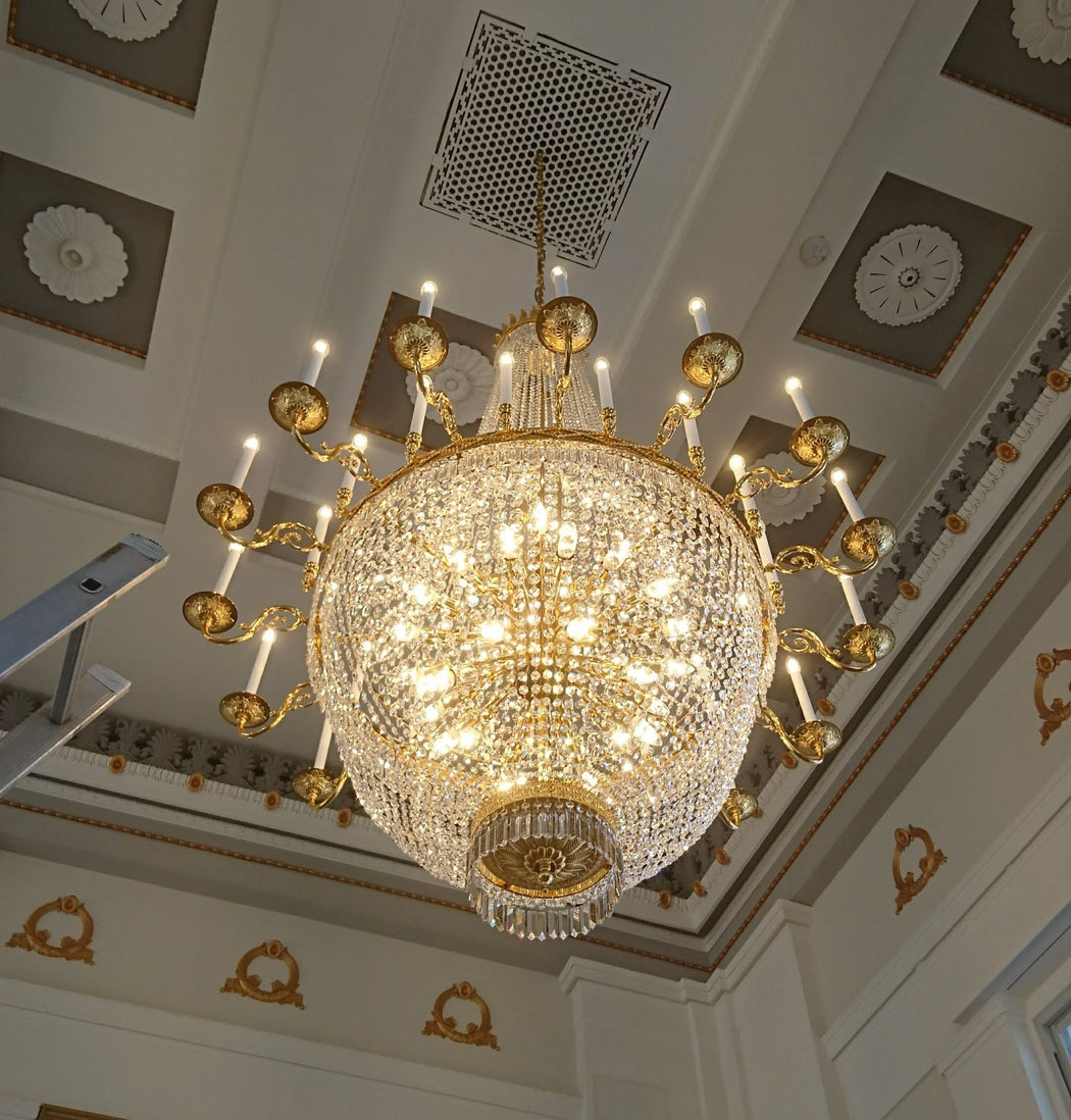 Beautiful custom-made crystal basket chandeliers